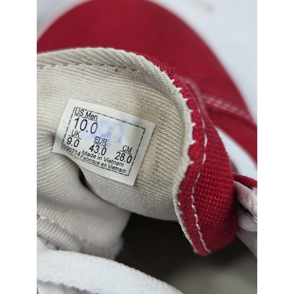 Vtg Y2k VANS Old Skool Red/White Low Top Lace-Up Casual Solid Sneakers Men 10 - Picture 8 of 9